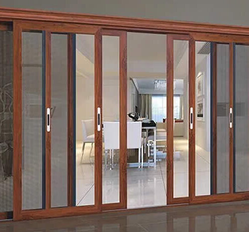 Cửa lưới chống muỗi dạng lùa DL 06 màu vân gỗ